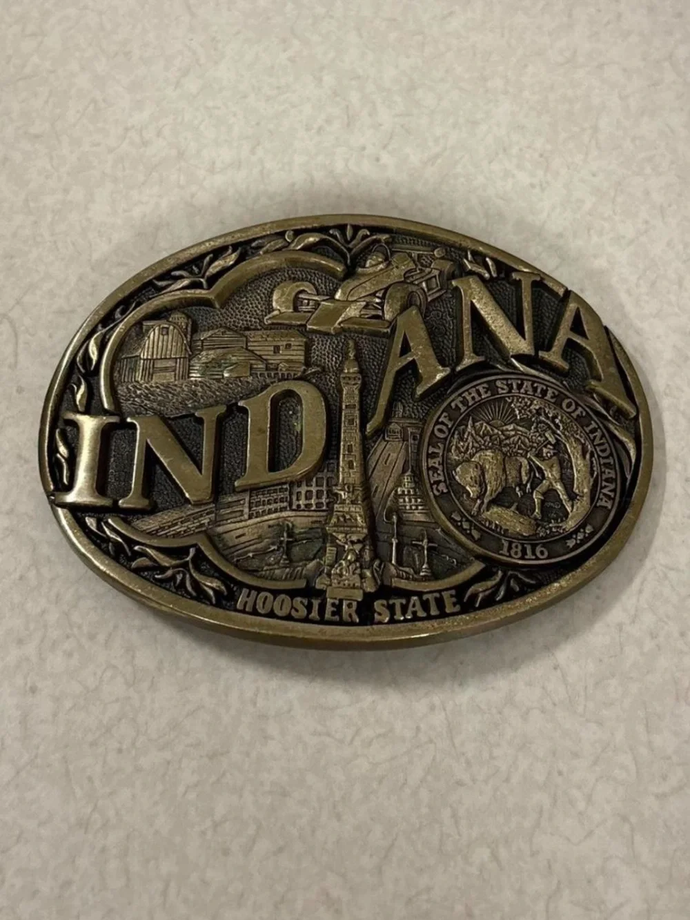 Indiana Vintage Solid Brass Belt Buckle